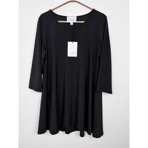 NWT Compli K Women's Black Tunic Top Minimalist Capsule Wardrobe Blouse Size M‎
